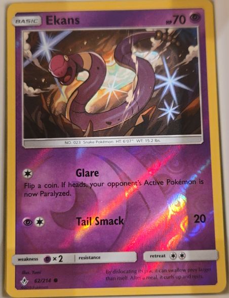 2019 Pokémon TCG Sun & Moon Unbroken Bonds #62 Ekans — front