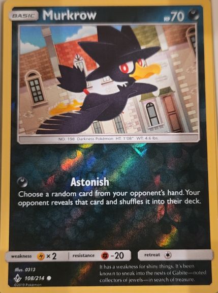 2019 Pokémon SM - Unbroken Bonds #108 Murkrow — front