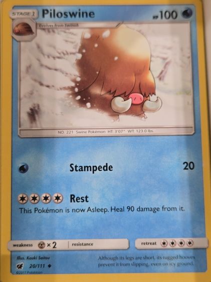 2017 Pokémon Sun & Moon Crimson Invasion #20 Piloswine — front