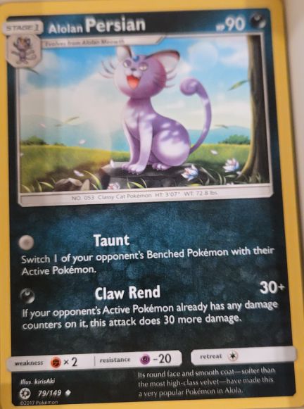2017 Pokémon Sun & Moon #79 Alolan Persian — front