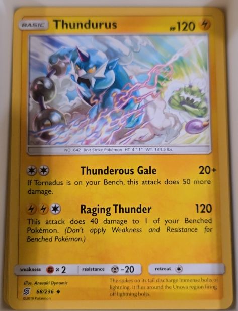 2019 Pokémon Sun & Moon Unified Minds #68 Thundurus — front
