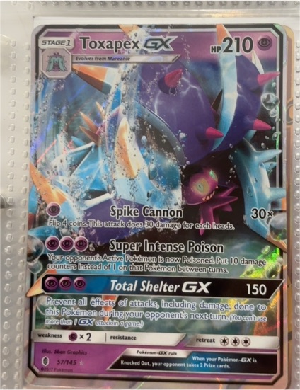 2017 Pokémon Sun & Moon Guardians Rising #57 Toxapex GX — front