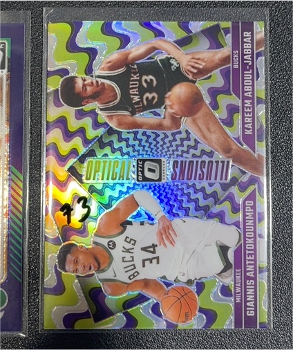 2024-25 Panini Donruss Optic #4 Giannis Antetokounmpo / Kareem Abdul-Jabbar Optical Illusions — front