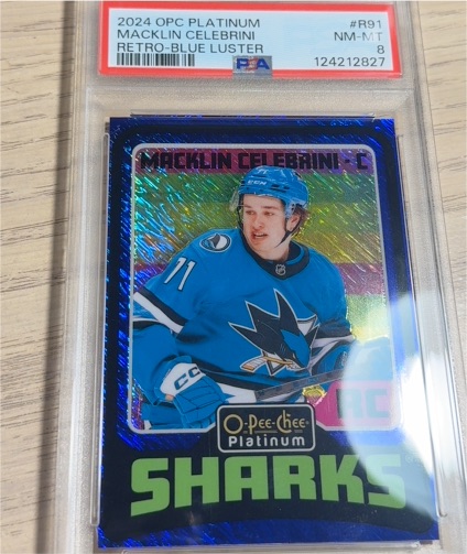 2024-25 O-Pee-Chee Platinum #R91 Macklin Celebrini Retro Blue Luster — front
