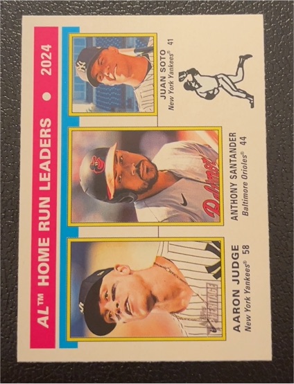 2025 Topps Heritage #194 AL Home Run Leaders Juan Soto / Anthony Santander / Aaron Judge — front