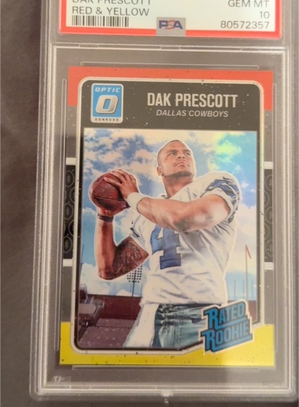 2016 Panini Donruss Optic #162 Dak Prescott Rated Rookie Red & Yellow — front