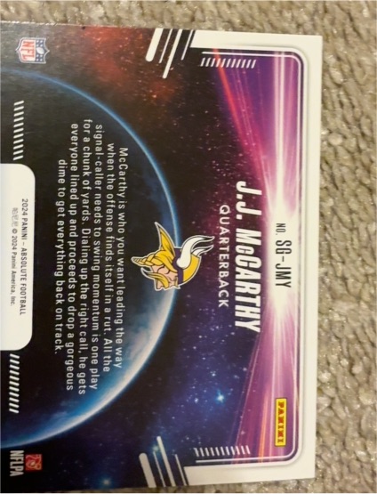 2024 Panini Absolute Star Gazing #SG-JMY J.J. McCarthy — front