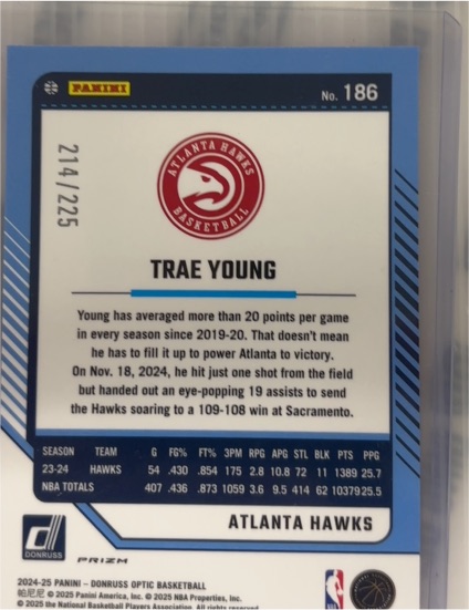 2024 Donruss Optic Basketball #186 Trae Young — front