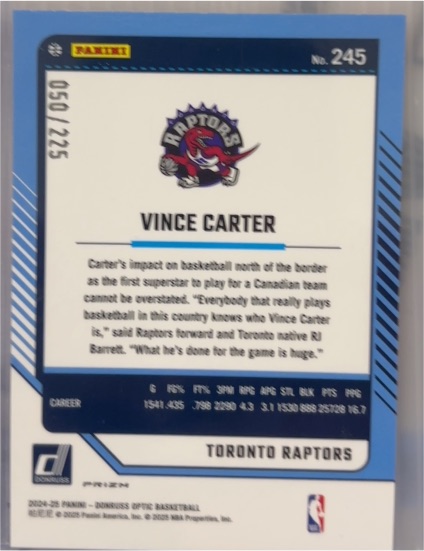 2024-25 Panini Donruss Optic Legends #245 Vince Carter — front
