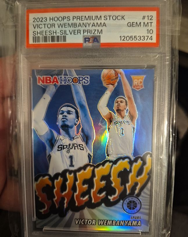 2023 Panini Hoops Premium Stock #12 Victor Wembanyama Sheesh-Silver Prizm — front