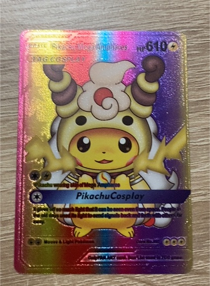 Fan Art Pikachu Mega Ampharos Cosplay Gold Foil #610 — front