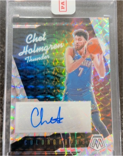 2024-25 Panini Mosaic #16 Chet Holmgren ColorGraphs White Prizm Thunder — front