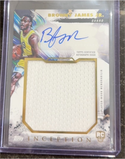 2024-25 Topps Inception Bronny James Jr. Rookie Jumbo Relic Auto Lakers RC — front