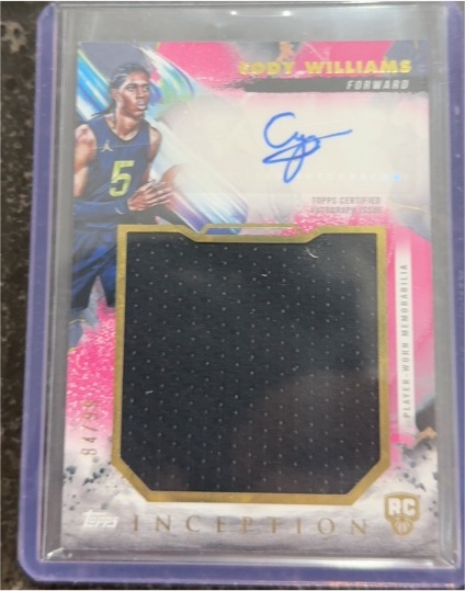 2024-25 Topps Inception #RJR-CW Cody Williams Rookie Patch Autograph — front