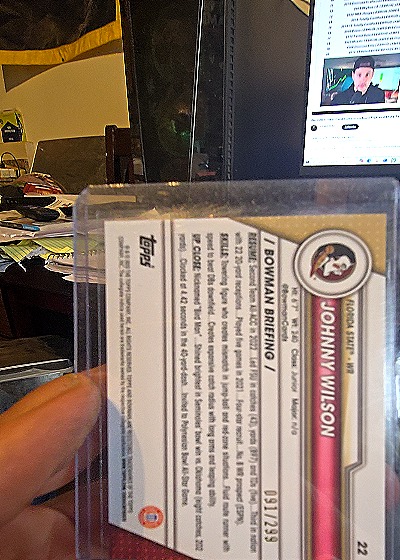 2023 Bowman U Chrome #22 Johnny Wilson — back