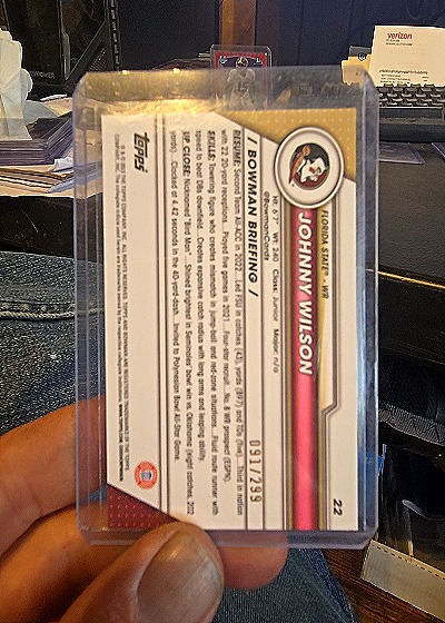 2023 Bowman University Chrome #22 Johnny Wilson — front