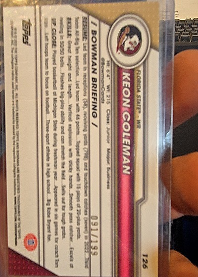 2023 Bowman University Chrome #22 Johnny Wilson — back
