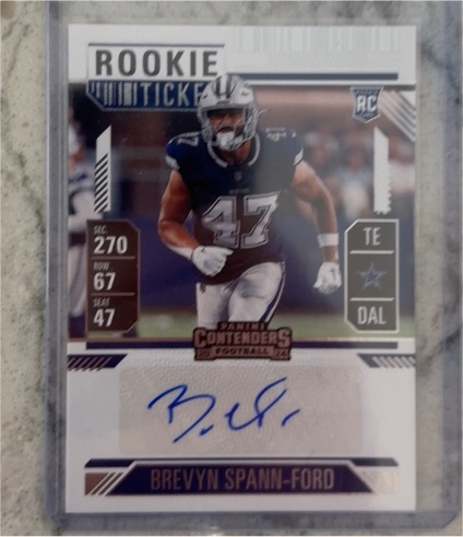 2024 Panini Contenders #207 Brevyn Spann-Ford Rookie Ticket Auto Dallas Cowboys — front