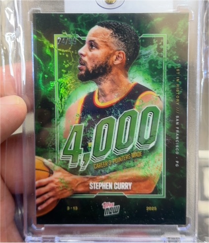 2025 Topps Now #13 Stephen Curry 4000 Career 3 Pointers Made — front