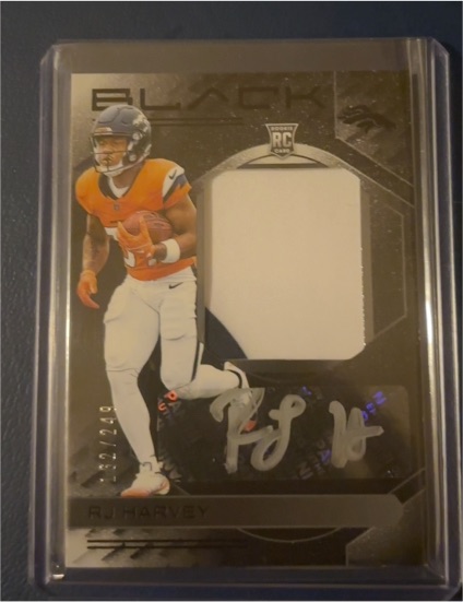 2025 Panini Black Rookie Patch Autograph #RKPA-RJH RJ Harvey — front