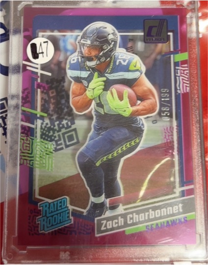 2023 Panini Clearly Donruss #91 Zach Charbonnet Rated Rookie Seattle Seahawks — front