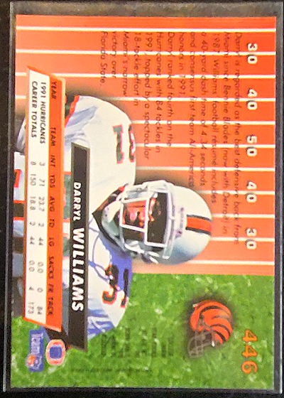1990 Pro Set #446 Darryl Williams — back