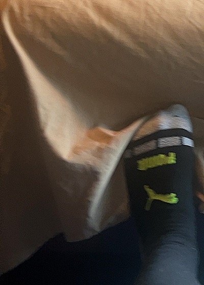 Puma Black Socks with Yellow Puma Logo — front