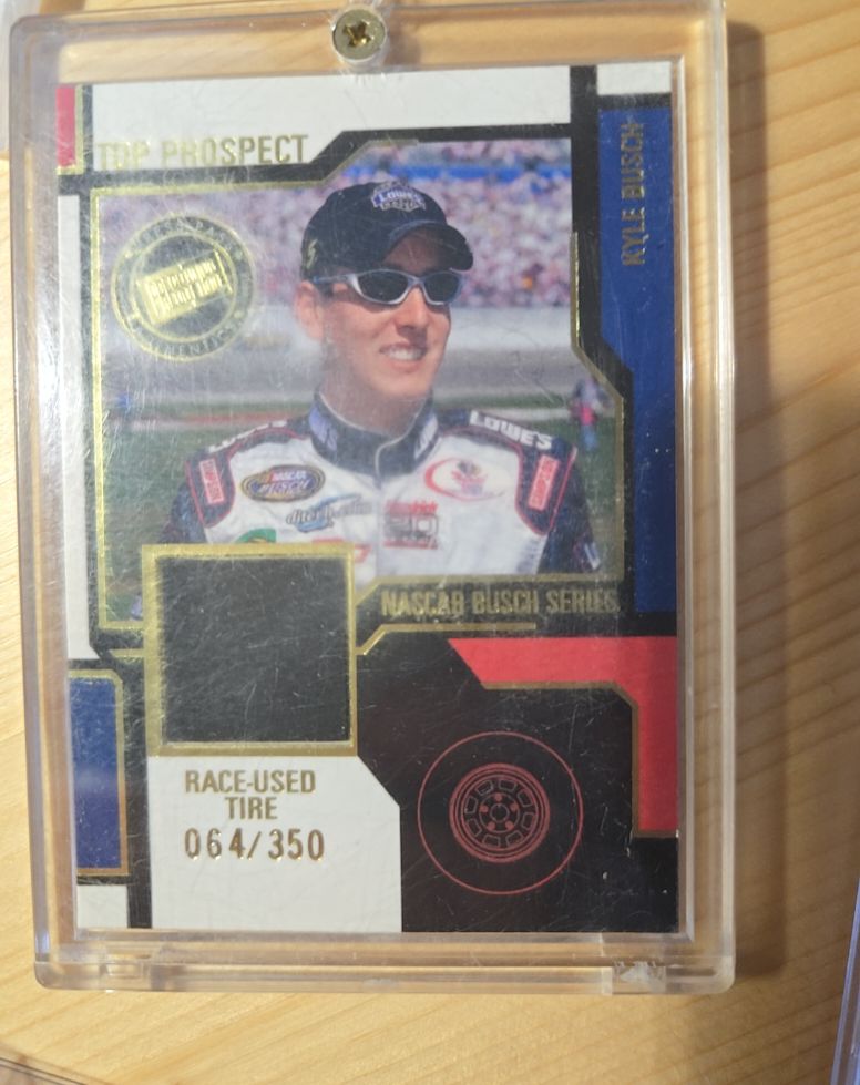2004 Press Pass Top Prospect Kyle Busch Race-Used Tire #064/350 — front