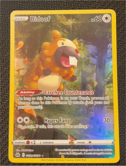 2023 Pokémon Crown Zenith Galarian Gallery #GG29 Bidoof — front
