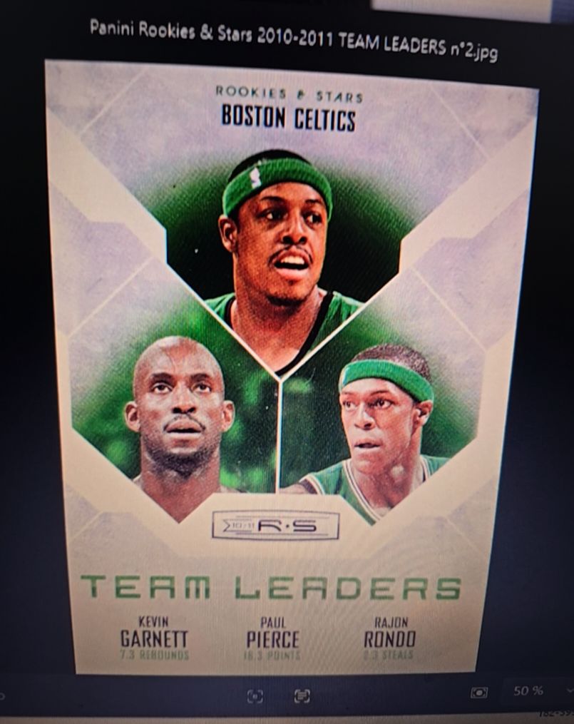2010-11 Panini Rookies & Stars Team Leaders #2 Kevin Garnett, Paul Pierce, Rajon Rondo — front