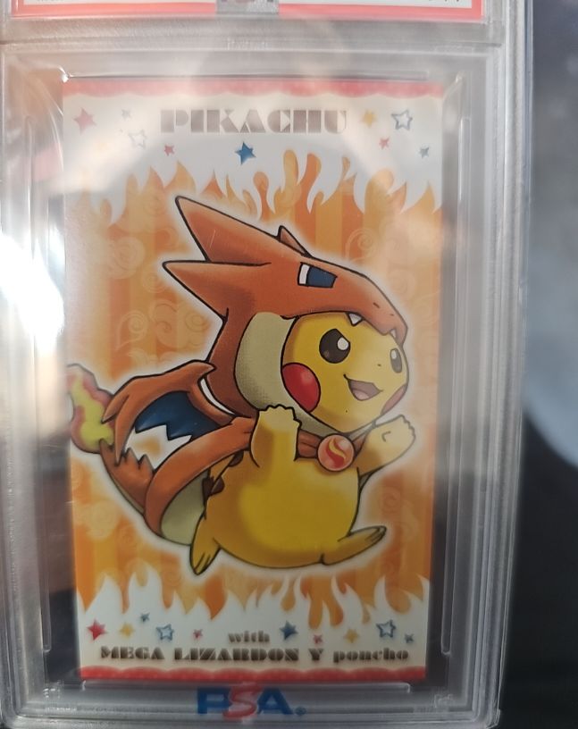 2016 Pokemon Center Poncho-Wear Pikachu Mega Charizard Y Business Card — front