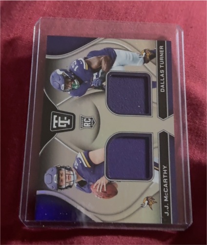 2024 Panini Totally Certified J.J. McCarthy & Dallas Turner Rookie Dual Patch — front