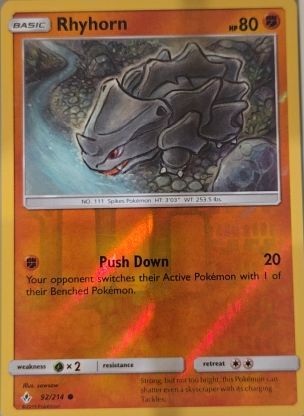 2019 Pokémon Sun & Moon Unbroken Bonds #92 Rhyhorn — front