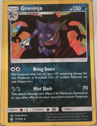 2019 Pokémon Sun & Moon Unbroken Bonds #117 Greninja — front