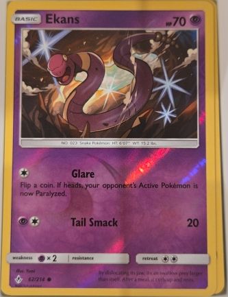 2019 Pokémon TCG Sun & Moon Unbroken Bonds #62 Ekans — front