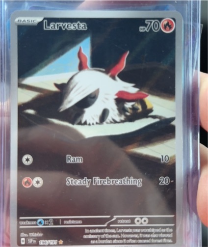 2023 Pokémon SV08: Surging Sparks #196 Larvesta Illustration Rare — front