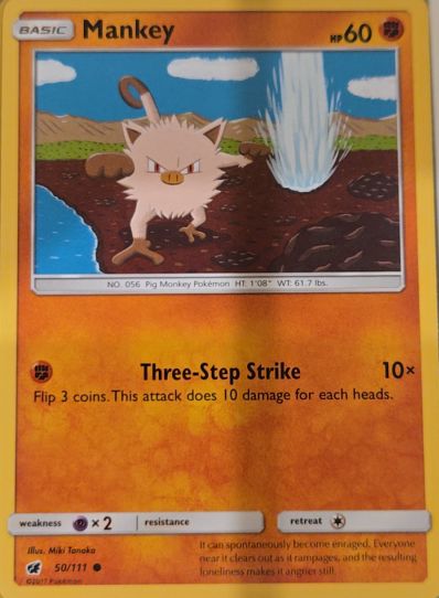 2017 Pokémon Sun & Moon Crimson Invasion #50 Mankey — front