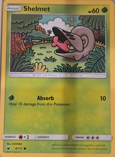 2017 Pokémon SM Crimson Invasion #8 Shelmet — front