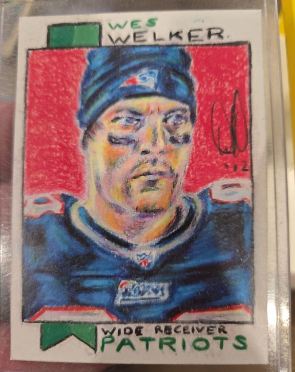 Custom Art Wes Welker Patriots Football Card — front
