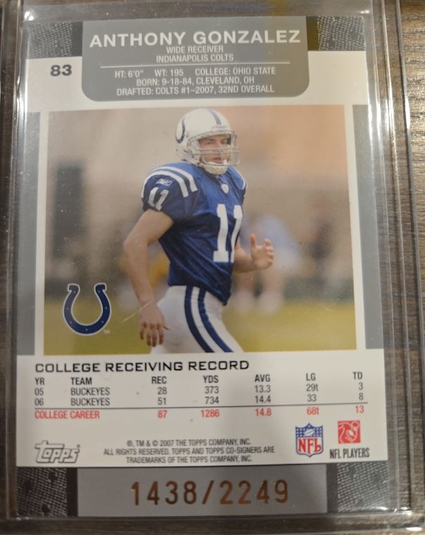 2007 Topps Co-Signers #83 Anthony Gonzalez — front