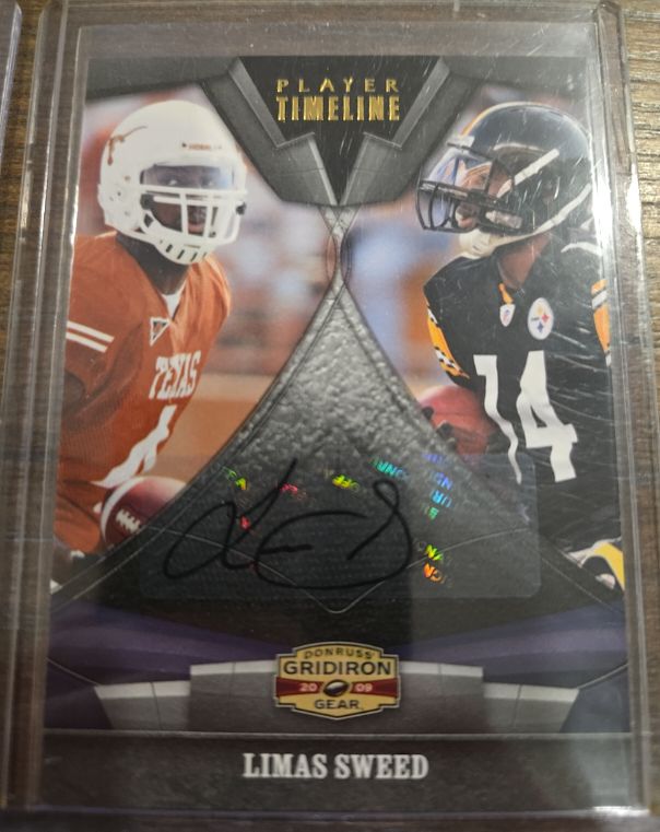 2009 Donruss Gridiron Gear #11 Limas Sweed Player Timeline Auto — front