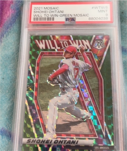 2021 Panini Mosaic #WTW8 Shohei Ohtani Will to Win Green Mosaic — front