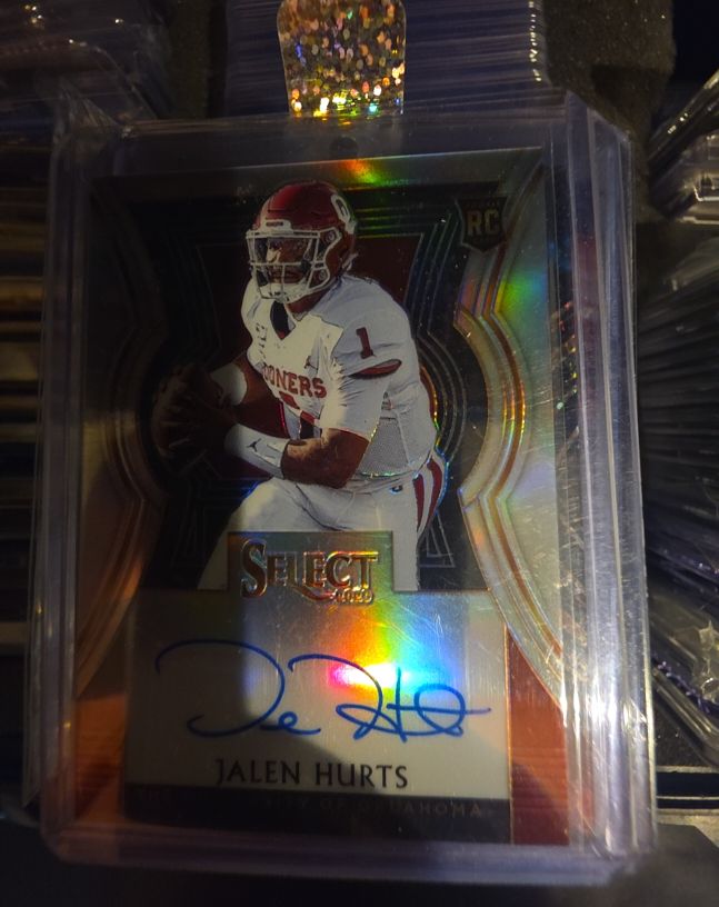 2020 Panini Select #Jalen Hurts Silver Prizm Rookie Card Auto — front