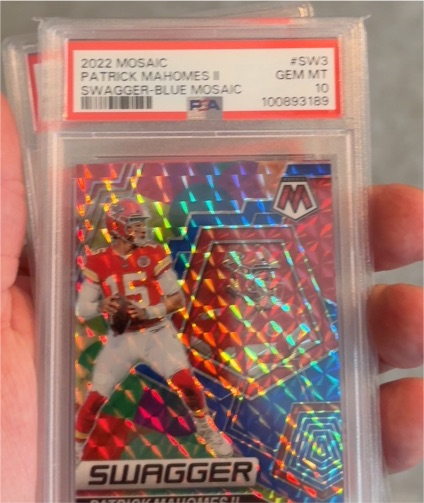 2022 Panini Mosaic #SW3 Patrick Mahomes II Swagger Blue Mosaic — front