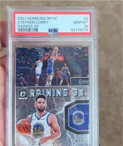 2021 Donruss Optic #2 Stephen Curry Raining 3s — front