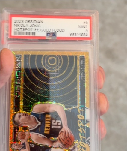 2023 Panini Obsidian #8 Nikola Jokic Hotspot-EE Gold Flood — front