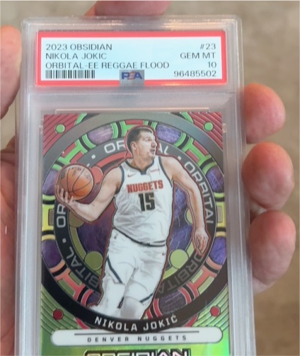 2023 Panini Obsidian #23 Nikola Jokic Orbital EE Reggae Flood — front