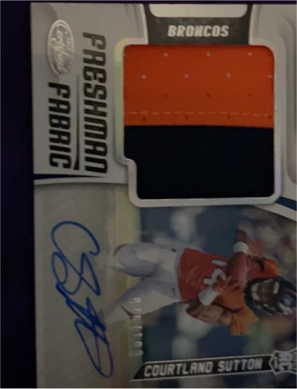 2018 Panini Certified Freshman Fabric Signatures # Courtland Sutton — front
