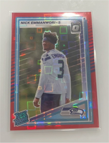 2025 Panini Donruss #348 Nick Emmanwori Rated Rookie Optic Red Pandora — front