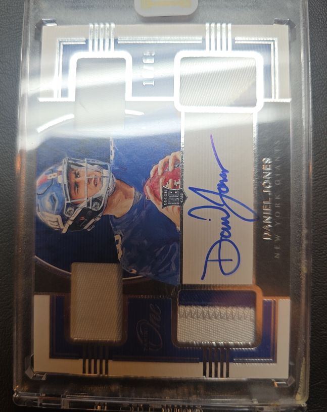 2019 Panini One #15 Daniel Jones Rookie Quad Patch Auto — front